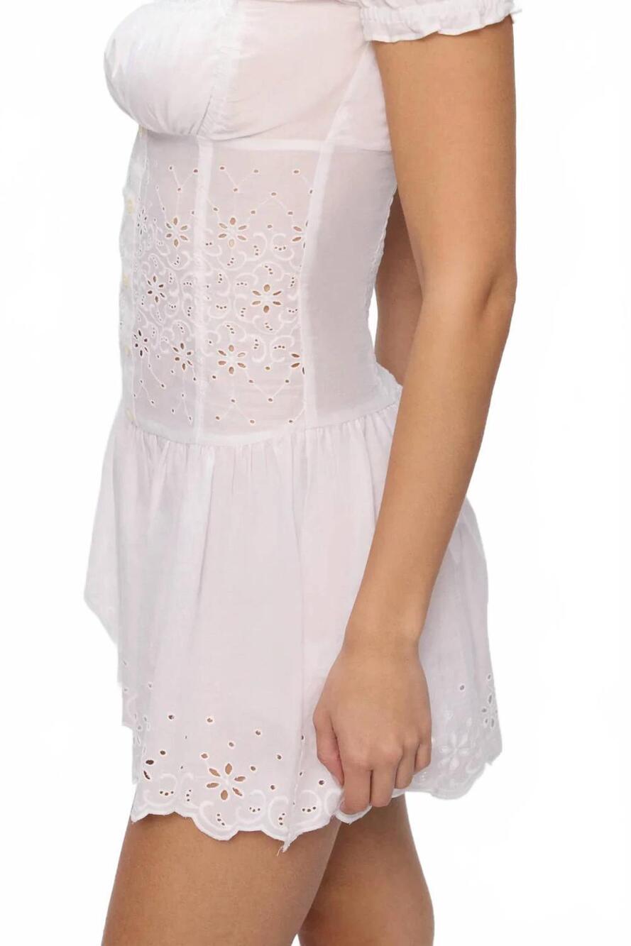 NEW FRANKIES BIKINIS lucien cotton mini dress in optic white - Picture 3 of 5